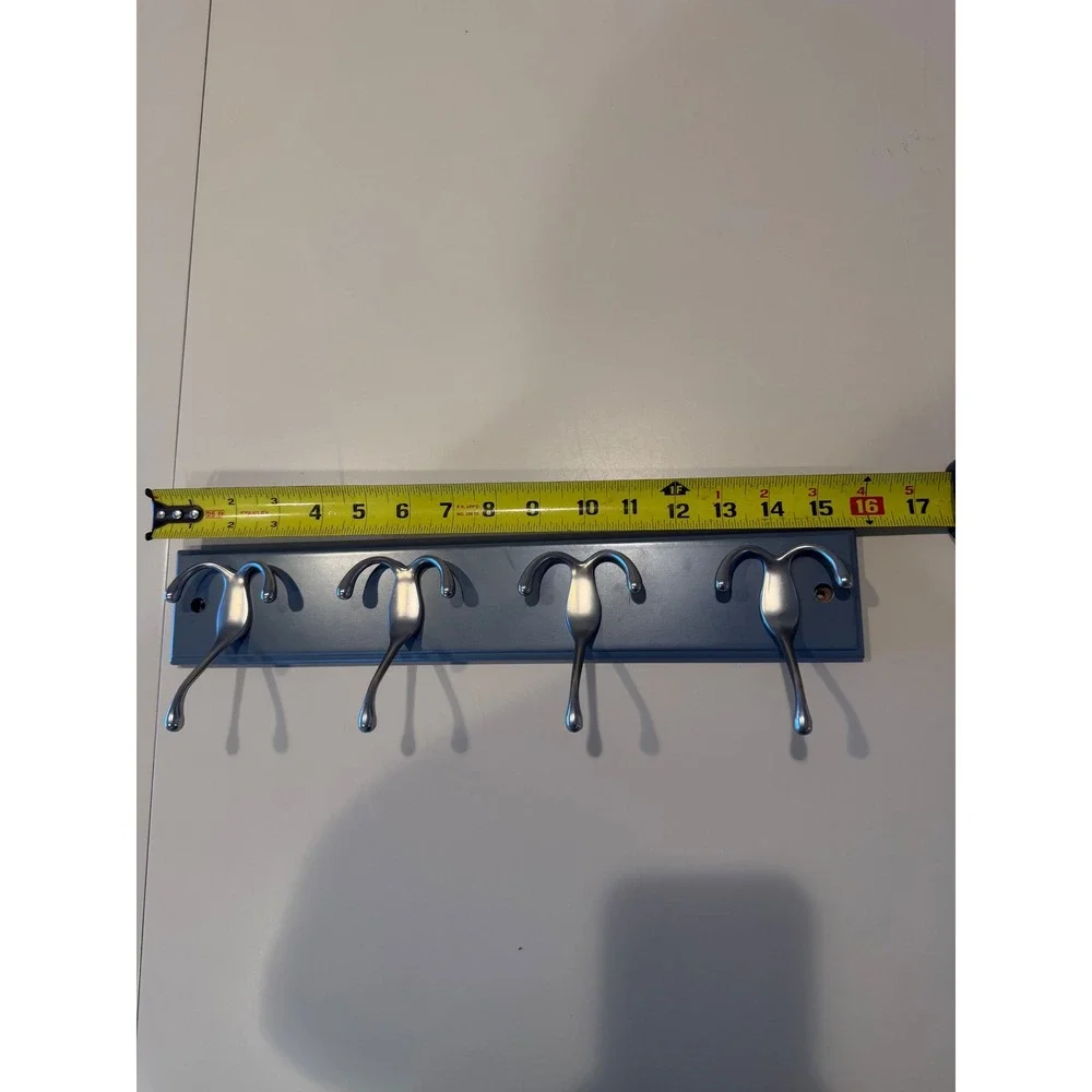 Ameziel Grey Wall Mounted Coat keys Rack 4 Triple Hooks Satin Nickel 16 Inch